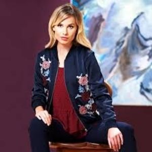 Embroidered Satin Bomber jacket